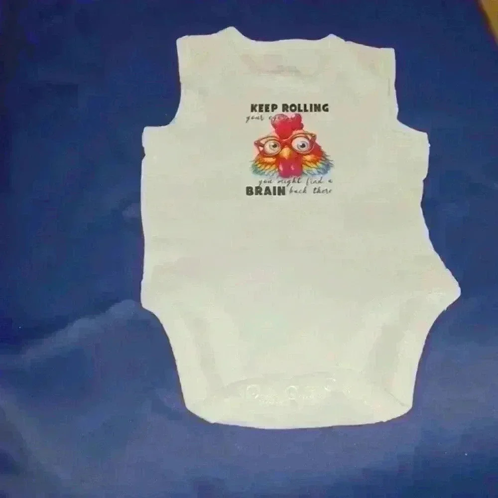 NWOT - Handmade White New Born Bodysuit - Keep Rolling Your Eyes You Might Find - Picture 2 of 5
